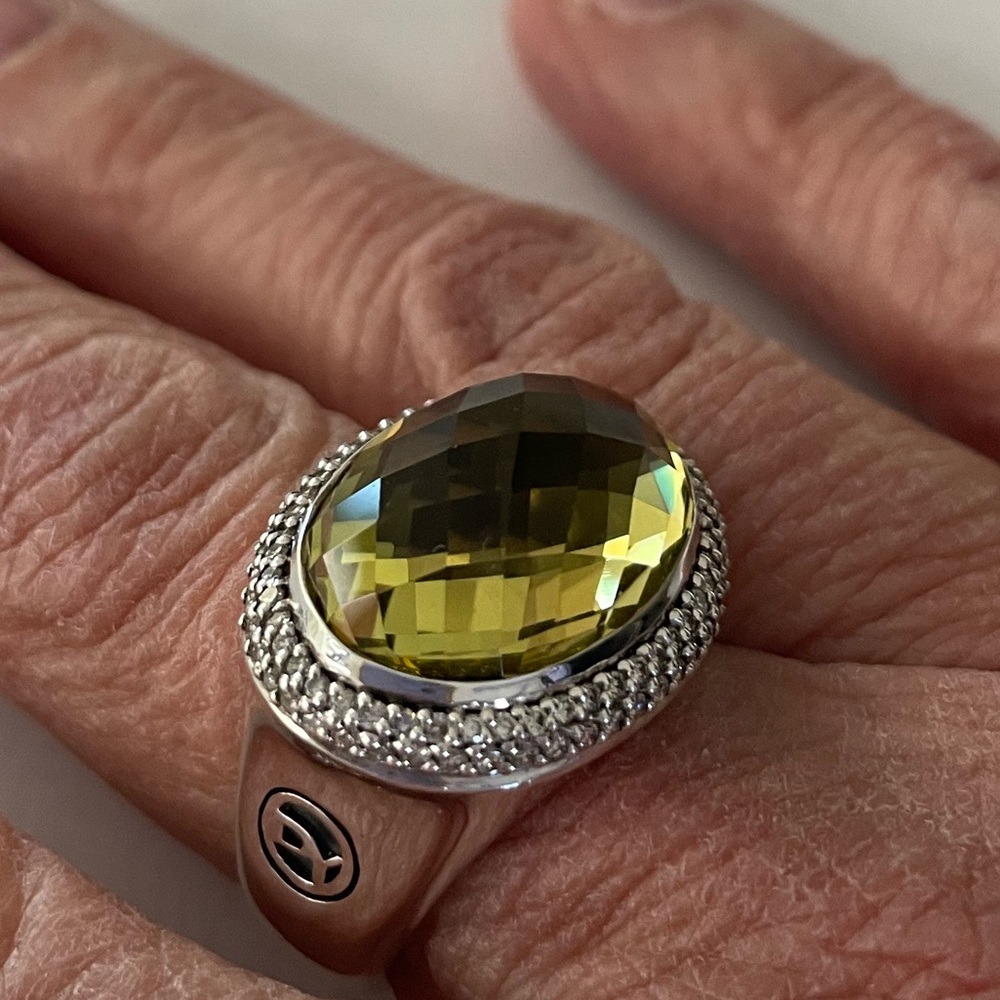 David Yurman, lemon citrine and diamond East West Signature Oval Ring size 6 1/2 - Picture 8 of 10